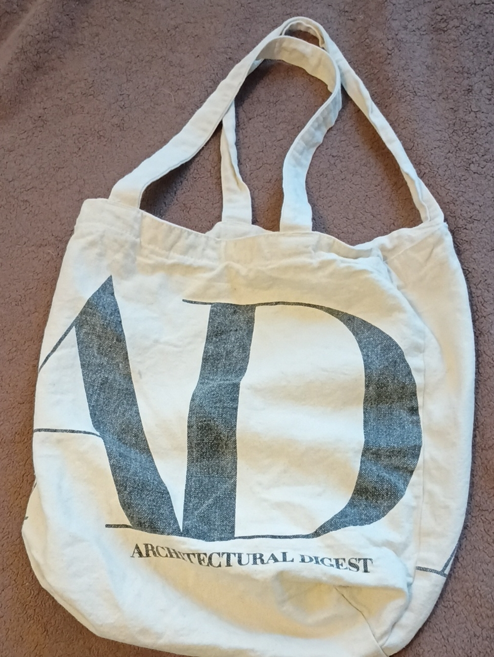 White Canvas Tote Bag with Black Logo - Picture 1 of 4